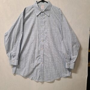 Brooks Brothers Mens Gray Brown Multicolor Plaid  Shirt Cotton Long Sleeve 18-38